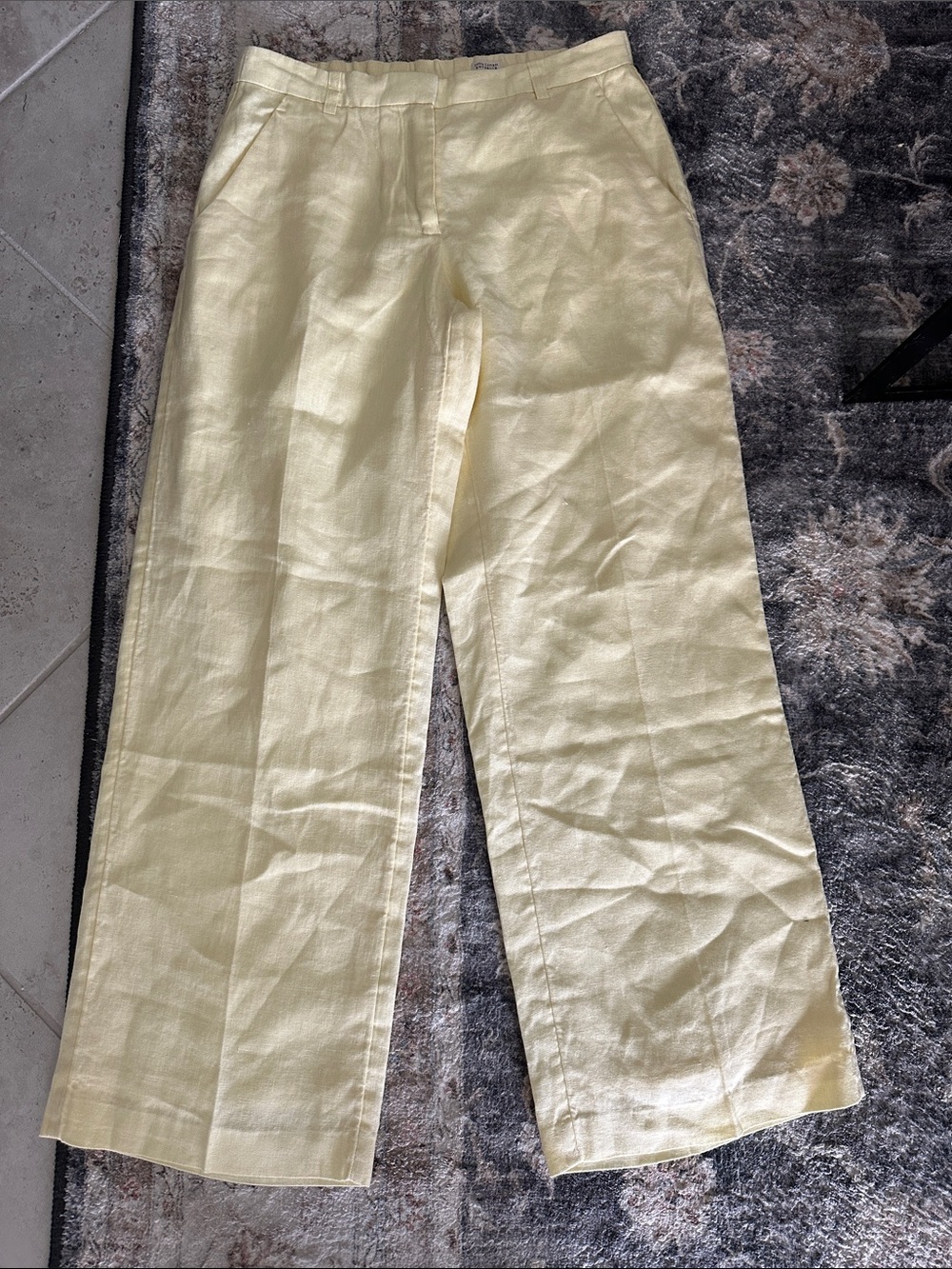 Abercrombie Linen Collection Yellow Wide-Leg Pants